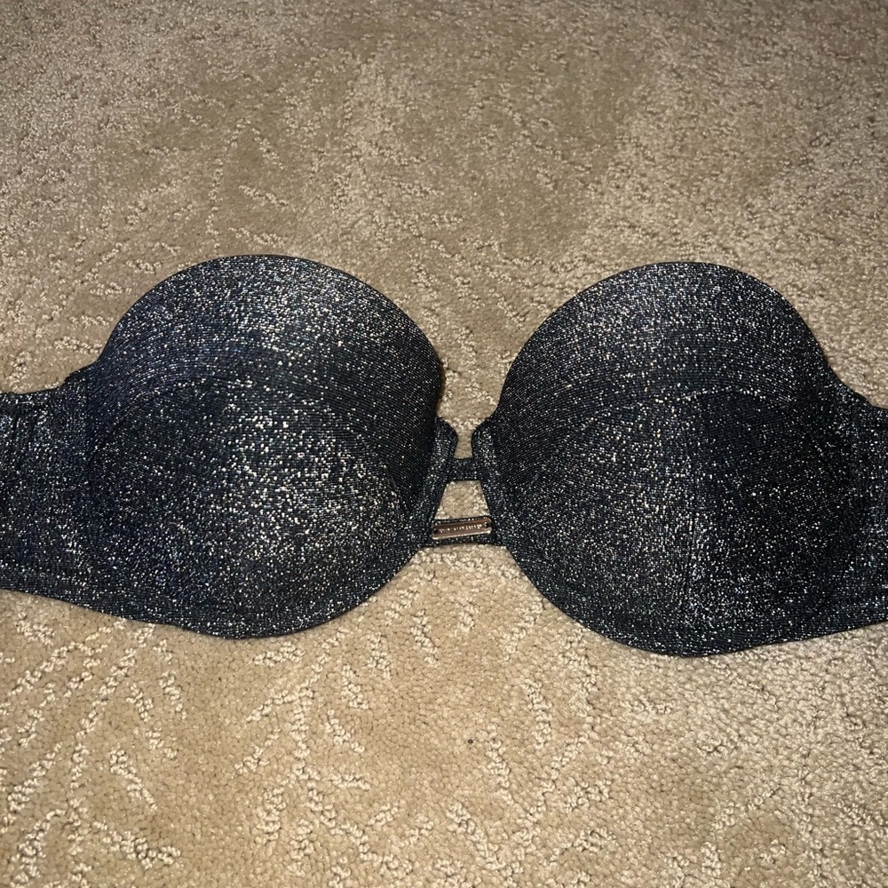 Victoria’s Secret Black Shimmer Bikini Top 34B